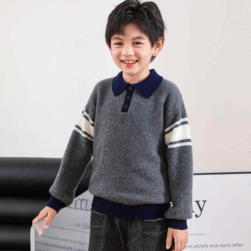 Rakuten - 子供服 男の子 ニット セーター ウール 学院風 配色 春秋冬 インナー レイヤードスタイル 普段使い