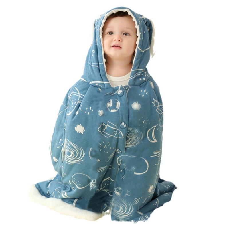 ベビー ポンチョ 秋冬 中綿 フード付き 子供用 アウター 保温 ケープ ショール 赤ちゃん おくるみ 外出着