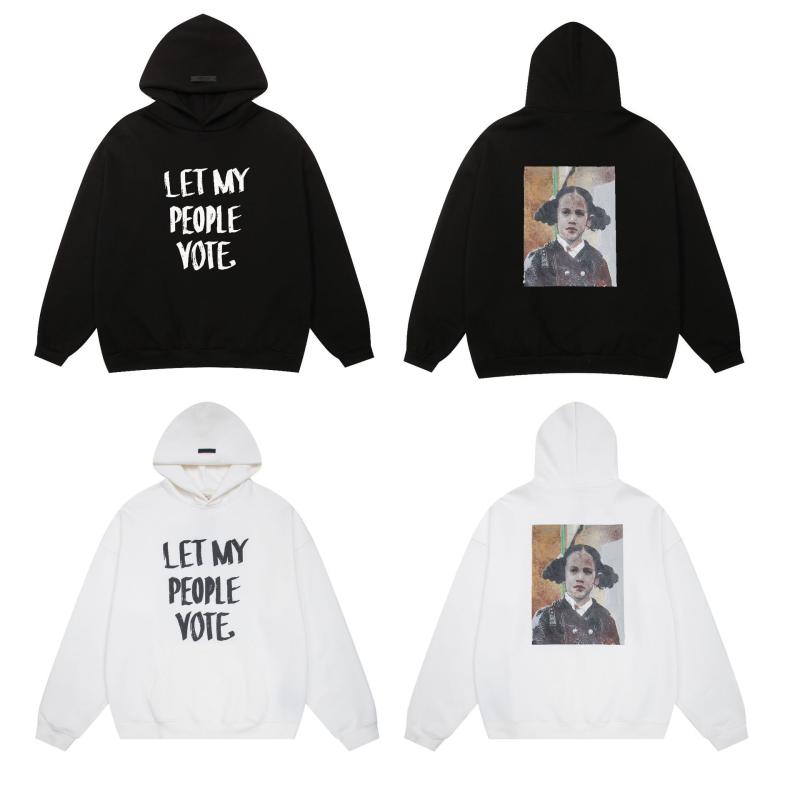 パーカー レディース ガールズ 秋冬 アルファベット柄 裏起毛 フーディー メンズ 男女兼用 スポーティー カジュアル・スタイル: 嘻哈・対象年齢: 18-24歳・タイプ: プルオーバー・裏地の有無: 裏地なし・ネックライン: ラウンドネック・袖丈: 長袖・フード: フード付き・厚さ: 厚手（裏起毛）・誤差範囲: 1-2cm・素材: 綿・素材構成: 綿96%以上・シーン: カジュアル・柄: アルファベット・デザイン: プリント・シルエット: ルーズ・製法: プリント/染色・ポケット: サイドシームポケット・カラー: アイボリーホワイト, スターリーブラック・サイズ: S, M, L, XL・対象: 若者・袖のタイプ: レギュラー・重さ: 350-400g・対象年齢: 成人・性別: 男性・製品カテゴリ: トレーナー/フリース