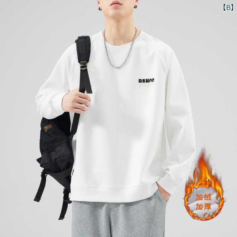 スウェット メンズ 男性用 トップス 秋冬 裏起毛 厚手 レイヤード風 ロゴ 刺繍 シンプル 普段使い