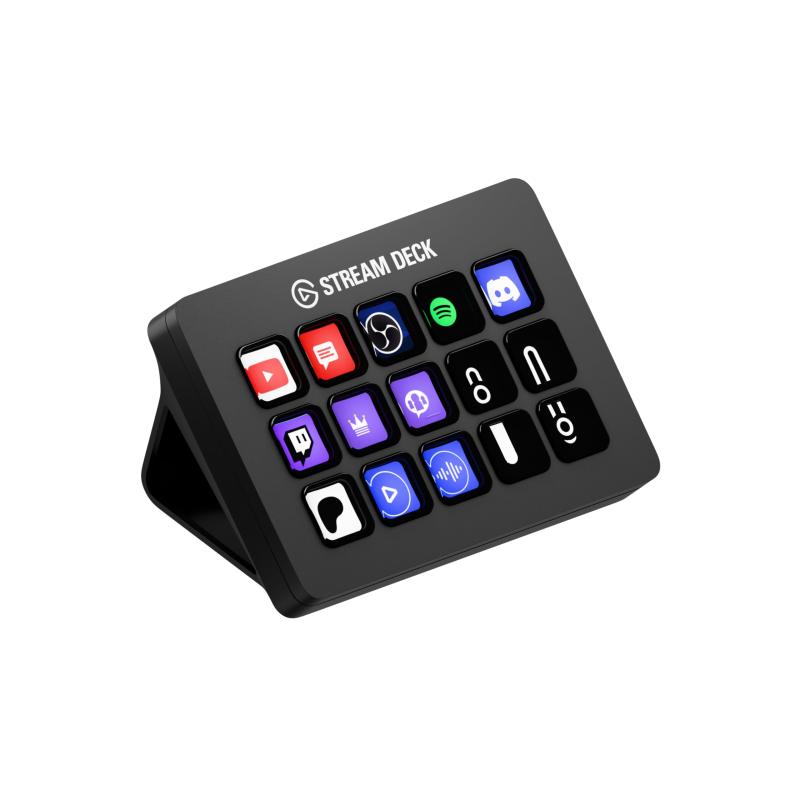【中古】Elgato Stream Deck - のカスタム可能なLCDキーを搭載したライブ製作コントローラ。調節可能なスタンド付き。 OBS、Twitch、​YouTubeなどのアプリやソフトウェアでアクションを呼び出し, MacおよびPC