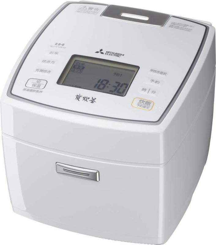 【中古】 三菱電機 IH 炊飯器 5.5合 備長炭コート 炭炊釜 日本製 NJ-VED10-W 月白