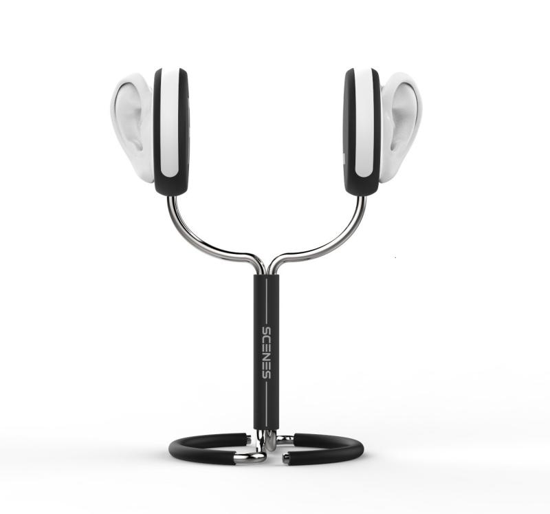 【中古】SCENES Lifelike イヤホンスタンド マイクホルダー バイノーラル録音 ダミーヘッド 台座 ストリーミング ライブ配信 ASMR (ブラック)