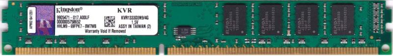 Notebook （Macintosh） - 【中古】Kingston PC3-10600U (DDR3-1333) 4GB 240ピン DIMM デスクトップパソコン用メモリ 型番：KVR1333D3N9/4G 高さ約18mm ロープロファイル