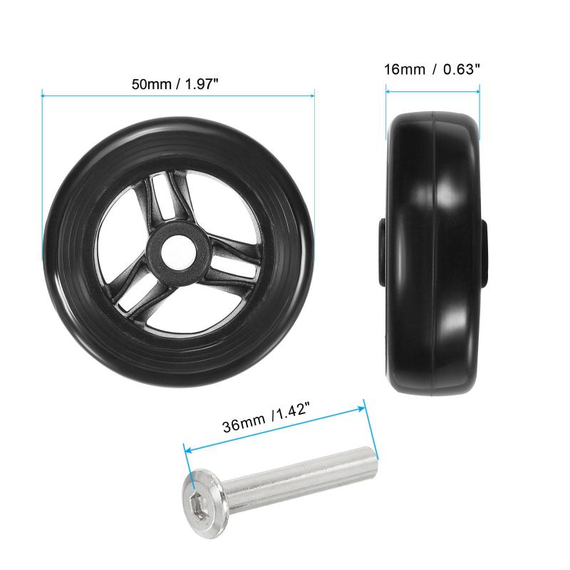 ソファポテトのPATIKIL 交換用荷物スーツケースホイール修理キット 50 mm x 16 mm 耐摩耗性とミュート 360回転キャスターホイール｜アングル2