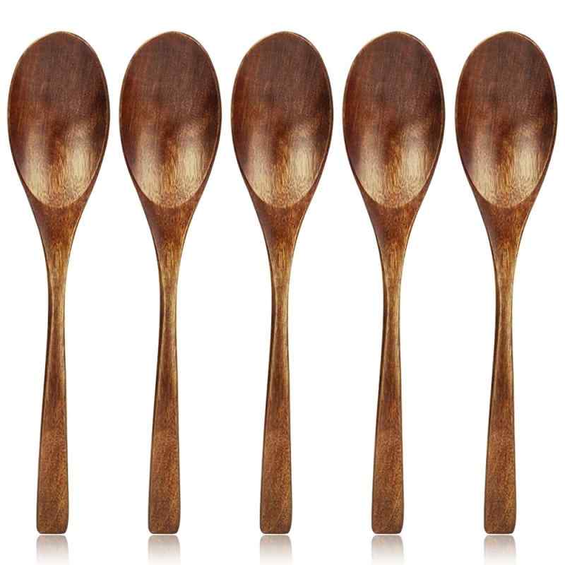 YFWOOD 木製 スプーン 5本セット 本漆塗り 和食器 カレースプーン 長柄 20cm 軽量 ...