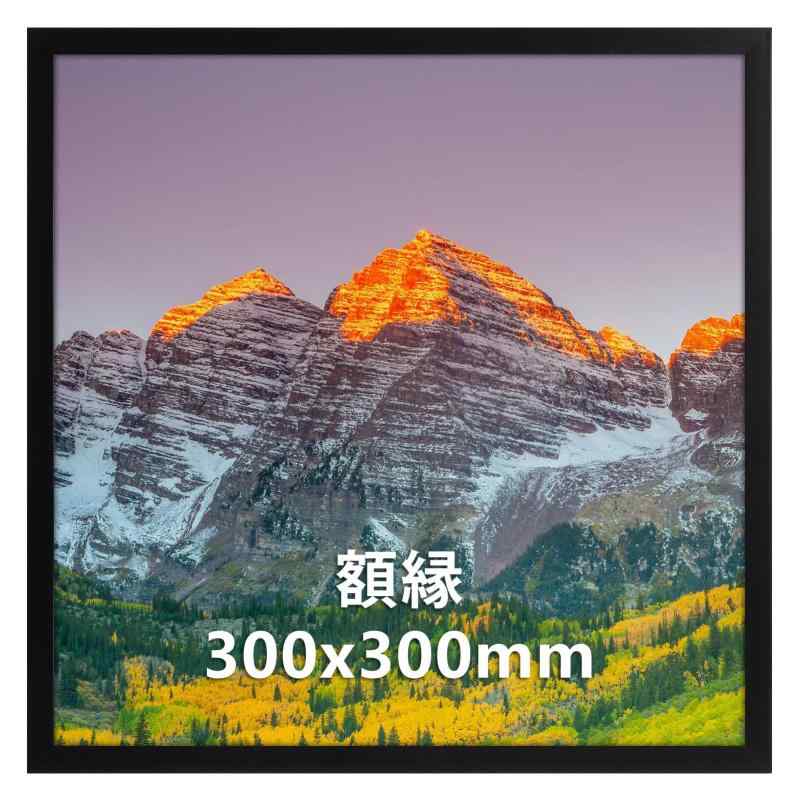 Vasemouh 額縁 正方形 30角 フォトフレーム ポスター フレーム 300x300mm 写真 額 壁 掛け 卓上用 ブラック 1枚