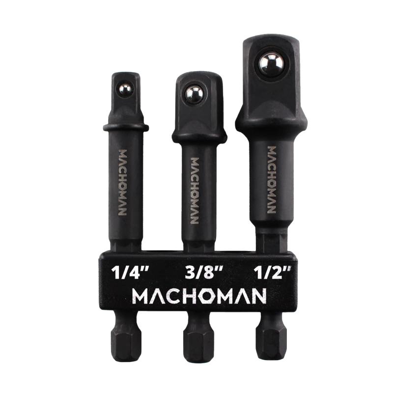 MACHOMAN ソケットアダプター セット 3本組、六角軸ドライブ 軸径6.35mm 差込角 6.35 (1/4) ・ 9.5 (3/8) ・ 12.7 (1/2) mm 用 BEX003
