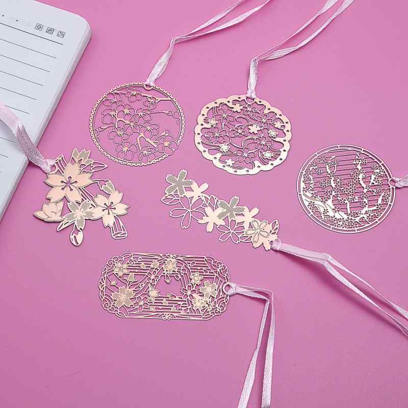 ブックマーカー しおり 桜モチーフ 6点シリーズ メッキ工芸 ブックマーク Metal bookmark 金属製栞 ページマーク プレゼントの商品画像 2