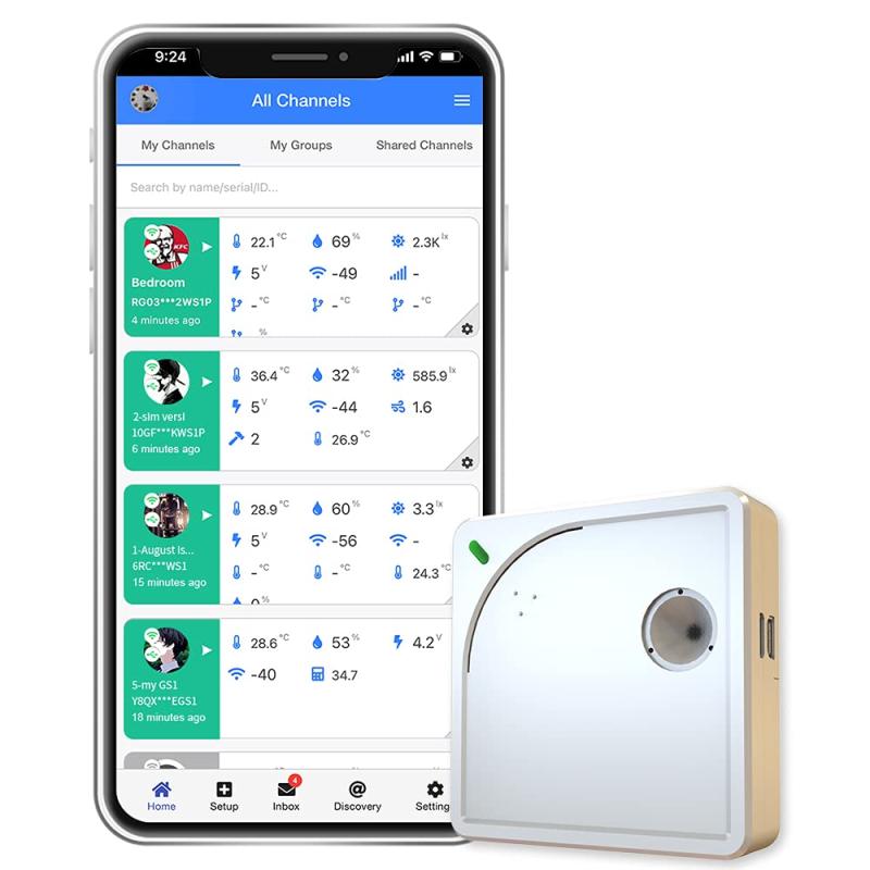 Ubibot WS1 WiFi 温度センサー、ワイヤレス温度計湿度計、湿度モニター、無料アプ...
