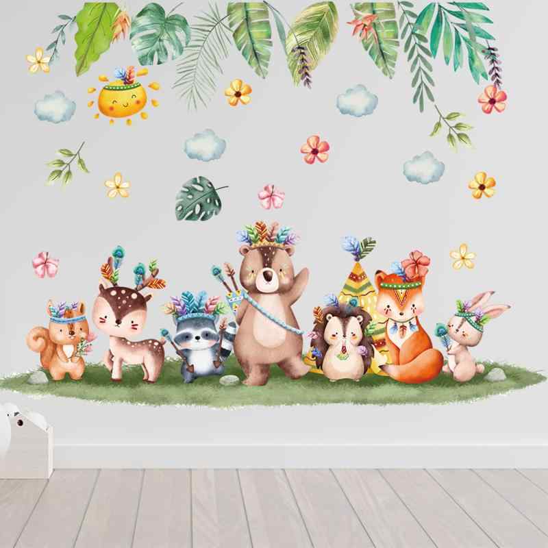 Condessacity DIY ウォールステッカー 子供 かわい 動物 植物 花 壁紙シール こども部屋 保育園 託児所 玄関 学校 ウォールペーパー 北欧 はがせる おしゃれ ウォールデコ wall sticker decoration