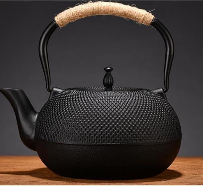 鐵瓶 - 鉄瓶 鉄 びん 鉄びん 鉄瓶 ホーロー加工なし やかん 鉄分補給 錆びにくい 直火可 IH調理器対応 鉄器 鋳物 茶道道具 オフィス、キッチン、ティールーム、レストランに適しています (1800ml)