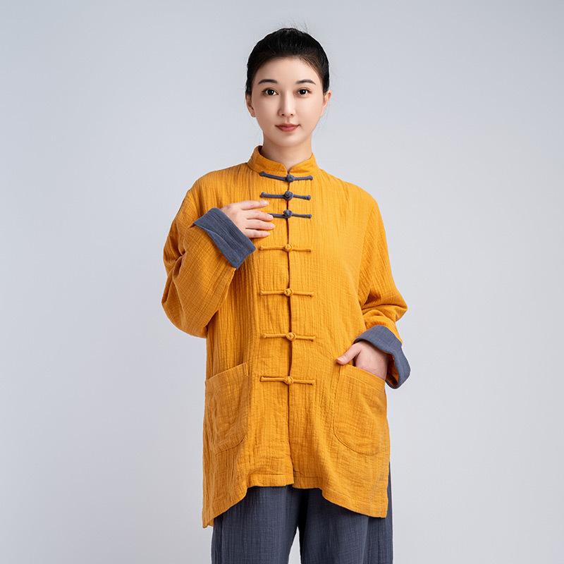 太極服 女性用 男性用 棉麻 麻素材 太极拳 練習着 スポーツウェア 春秋秋冬用 厚手 アウター カジュアルスタイル 伝統衣装 運動服・カテゴリ: 太极服・適用性別: 男女兼用・対象年齢: 大人・主な素材: 麻混紡・綿含有率: 50%・カラー展開: イエロー・サイズ展開: XS,S,M,L,XL,XXL