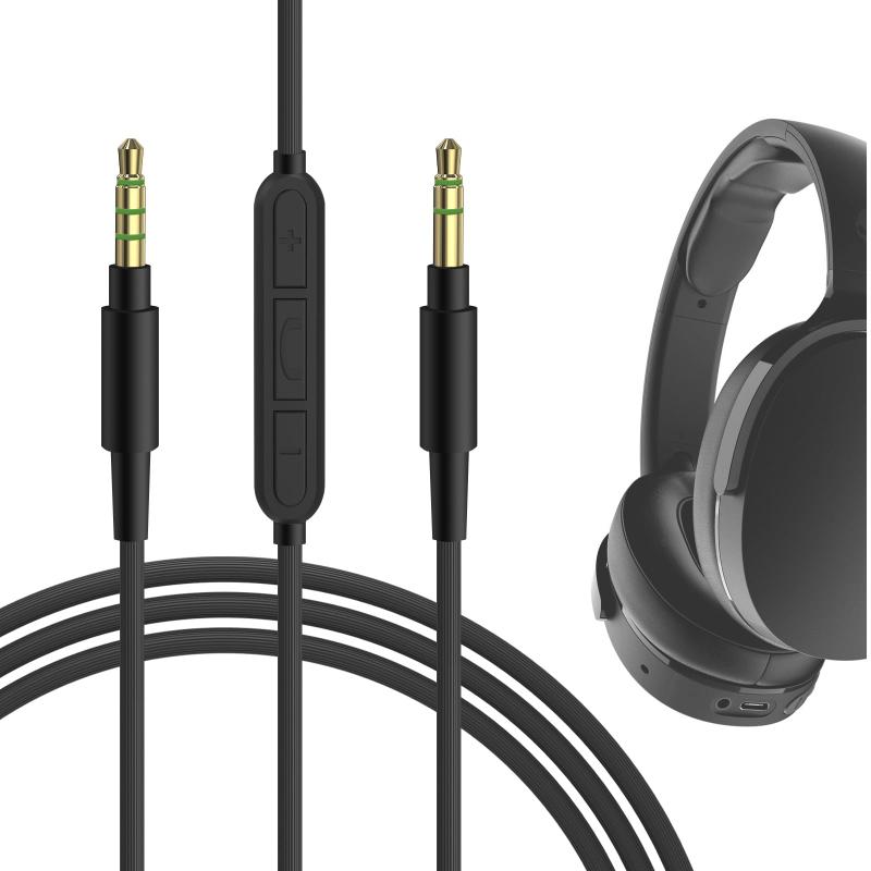 Geekria ケーブル 互換性 オーディオコード スカルキャンディ Skullcandy Hesh Evo Hesh ANC Hesh 3 Crusher Evo ヘッドホンケーブル、3.5mm AUX に適合する インラインマイクと音量コントロール