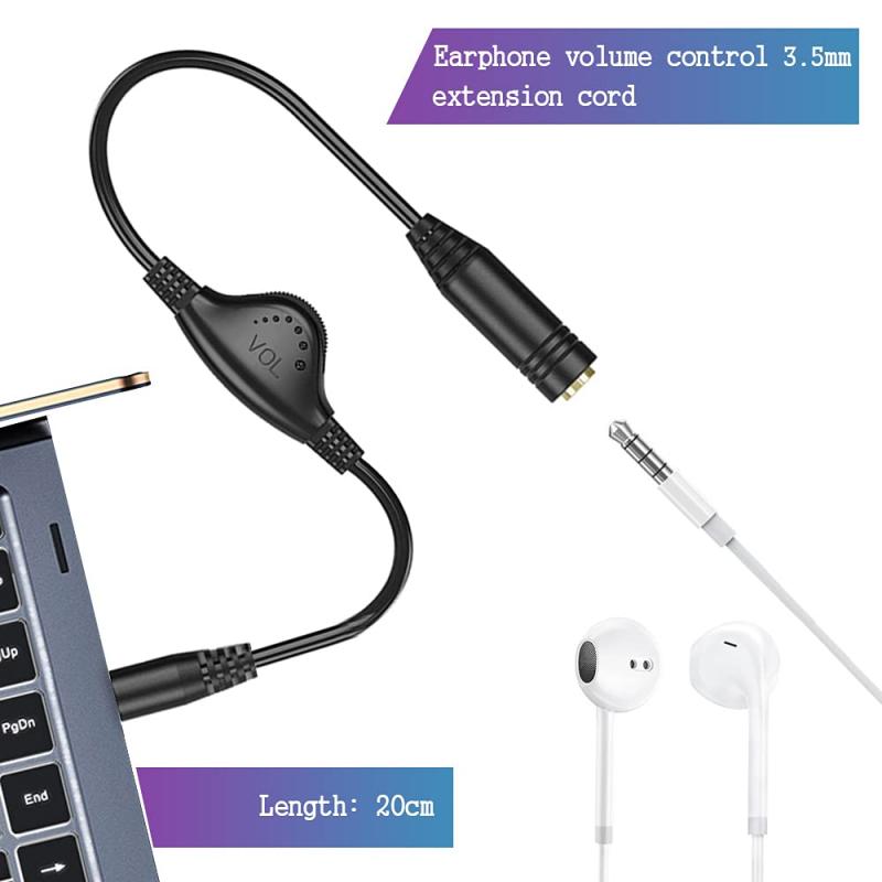 ソファポテトの音量調節 ボリューム調節 3.5mm ヘッドホン ダイヤル付 ヘッドホン延長ケーブル 音量調節 イヤホン 延長 ボリューム ボリューム付きコード ヘッドホンコントロール 2本セット 3.5mm ヘッドホ｜アングル2