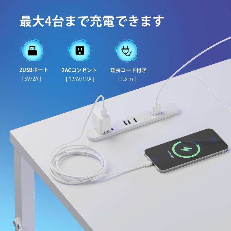 YeTom l字デスク LEDライト付き ゲーミングデスク 幅130cm パソコンデスクpcデスク コーナーデスク 棚板高さ調節可能 収納袋付き L字型 PC 勉強机 作業 在宅勤務 リモートワーク ゲーム 書斎白い sofapotato-11213707 ソファポテト サンプル画像3