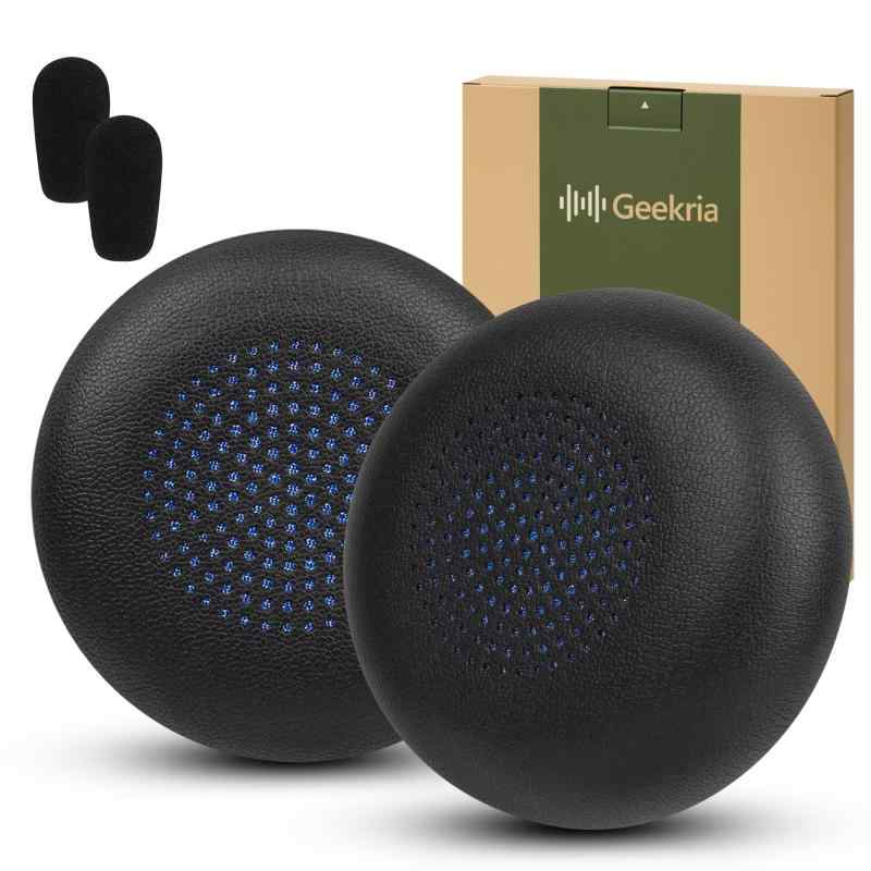 【送料無料】Geekria イヤーパッド QuickFit 互換性 パッド アンカー Anker Powerconf H700, H500 ヘッドホンに対応 パッド イヤー/イヤーカップ (プロテインレザー/黒)