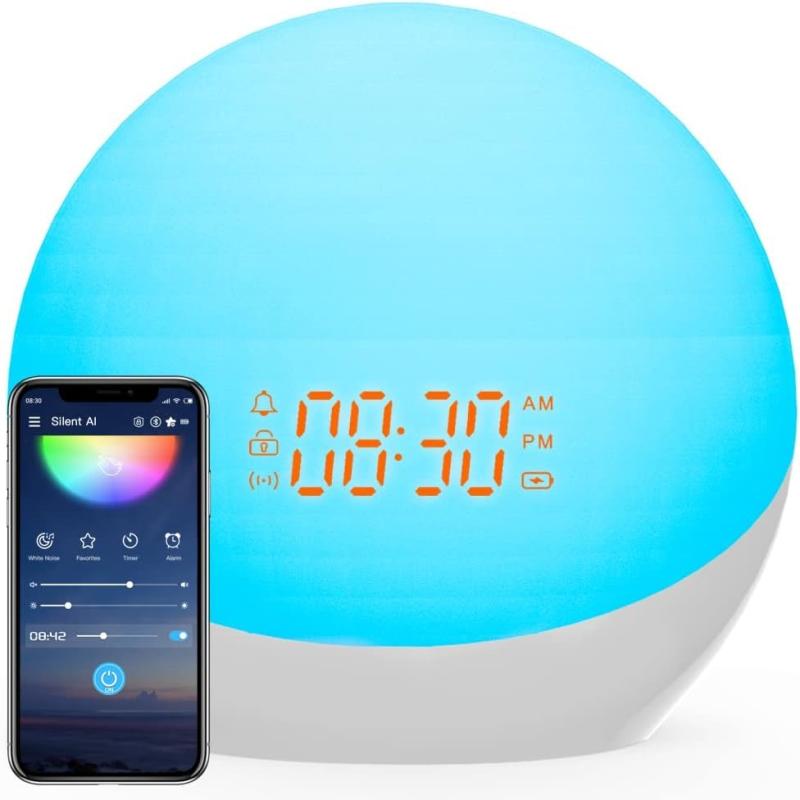 LITSPED 目覚まし時計 光 目覚ましライト Wake Up Light Bluetoothスピーカー 日出 RGBライト 虹色ライト 休日＆平日アラーム設定 スヌーズ機能 光で起きる 光目覚まし時計 雰囲気作り 40種類の自然音