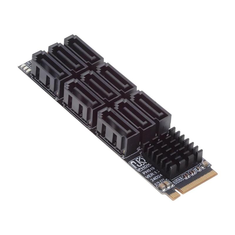 chenyang M.2 NGFF NVME M-Key PCI Express to SATA 3.0 6Gbps 5 Ports Adapter Converter Hard Drive Extension Card JMB585 2280