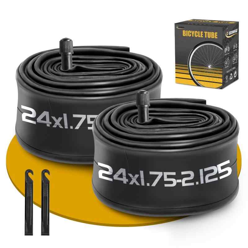 2本24インチ自転車用インナーチューブ 米式バルブ32mm 対応 タイヤチューブ 24 x 1.75/1.9/1.95/2.0/2.1/2.125,マウンテンバイク自転車用24インチチューブ