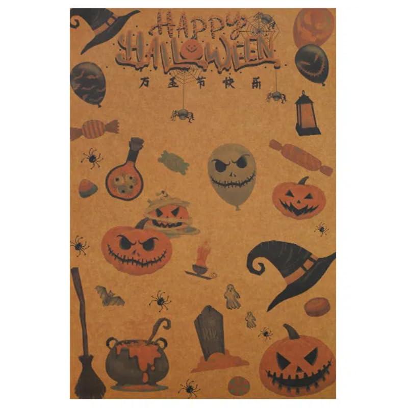 Rakuten - 【2025年ハロウィン包み紙】ハロウィン 包装紙 10枚 ラッピングペーパー レトロ ハトロン紙 厚手 大判 297*400mm 梱包 折り ギフト包装 生花 贈り物 包み紙 DIY