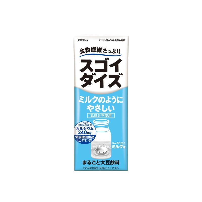 スゴイダイズ 大塚食品 ミルクのようにやさしいミルク味 200ml×24本(栄養機能食品(ビタミンD))常温保存可能 まるごと大豆飲料 sofapotato-11254343 ソファポテト パッケージ画像