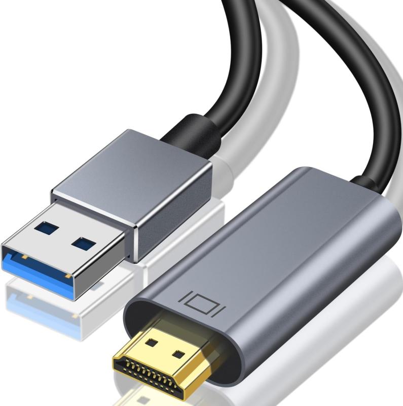 Hewlett Packard - USB HDMI 変換ケーブルドライバー内蔵 5Gbps高速伝送 USB (オス) -> HDMI (オス) HD 1080Pディスプレイケーブル 音声同期出力 対応 Windows XP/7/8/10 /11対応 安定出力 コンパクト 使用簡単
