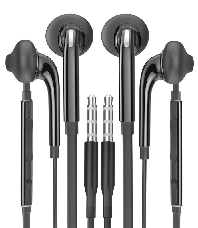オンライン イヤホン マイク付きイヤホン 3.5mm 有線 イヤフォン（2パック）ノイズキャンセリング ゲーミングイヤホン インナーイヤー型 ヘッドホン スマホ用 テレビ用 PC Earphone 対応Sony xperi