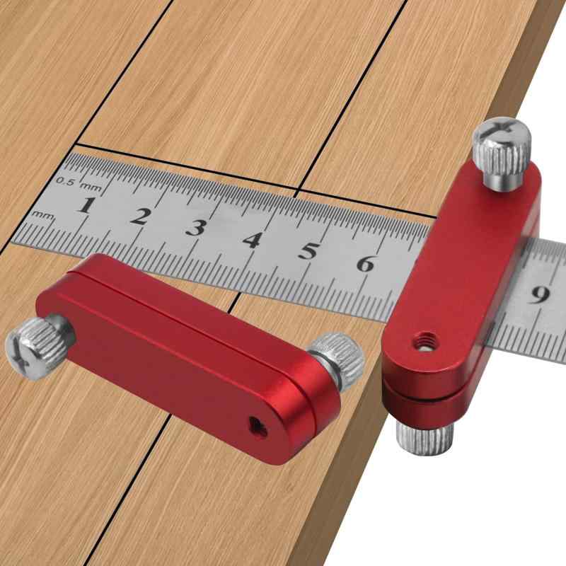 Botocoo スチールルーラーストップ 直尺用ストッパー2個セット直定規ポジショナー 持ち運び 正確測定 実用 耐摩耗 金属製 測定補助ツール ステンレス定規/直定規/定規 金属/木工定規
