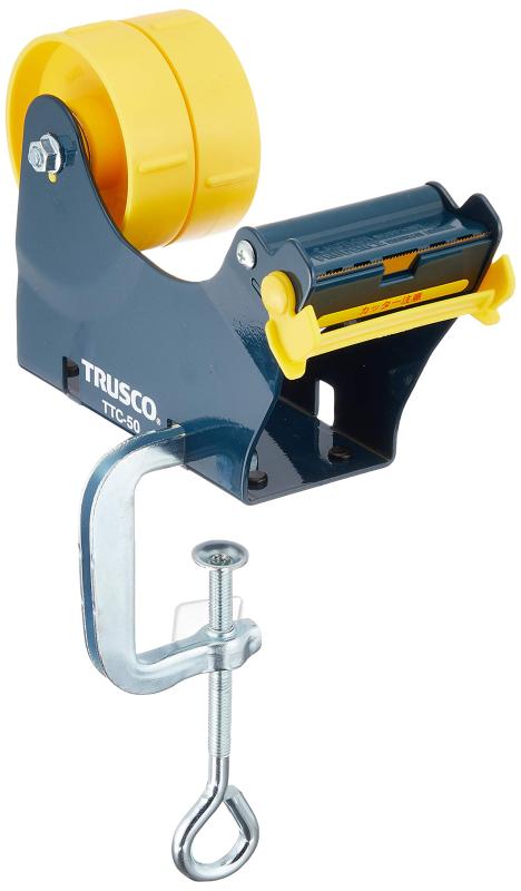 TRUSCO(トラスコ) テープカッター クランプタイプ TTC-50最大テープ幅(mm)：50 色：ブルー 適用テープ：OPP・クロステープ・クラフトテープ 紙管サイズ(インチ)：3 別作可否3インチ(76mm)紙管用本体:スチール 刃:ステンレス（SUS420）