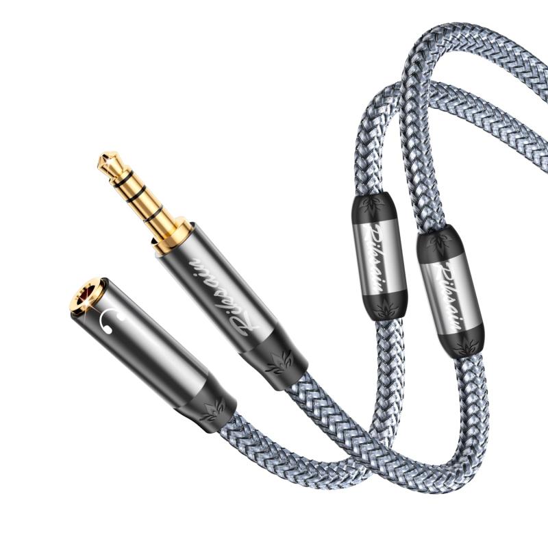 RIKSOIN 4極ヘッドホン延長ケーブルマグネットループノイズキャンセリング 3.5mmステレオミニプラグヘッドホンジャック延長ケーブル