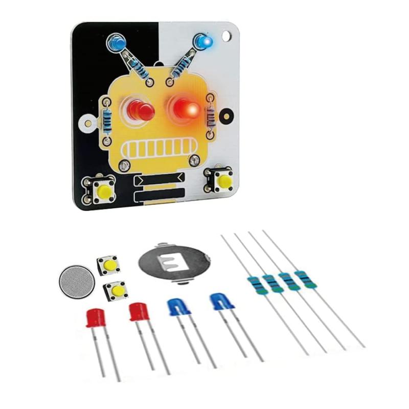 Treedix 2セット はんだ付け練習キット DIY LED電子工作キット 楽しみ 学生 初心者向けこれは初心者向けのはんだ付け練習キットです。ロボットの外観デザインは、溶接作業をより面白くします。練習板には固定用の穴が開いているので、飾りとしてどこにでも取り付けられます。練習用キットには、主にLED、モーメンタリボタン、電池ソケット、電池、抵抗などが含まれています。また、パーツ（ボタンなど）を交換して設計することも可能です。溶接技能訓練、DIY、プロジェクト設計、eスポーツ、お祭りギフトなどに幅広く利用されています。