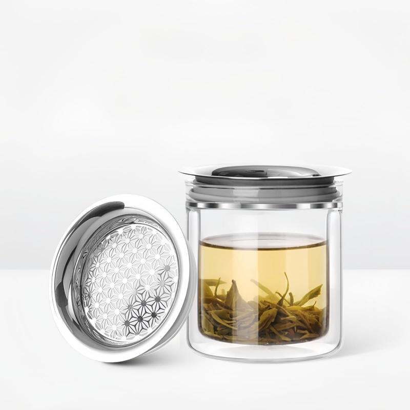 樂天商城 - OULOVECO ティーポット 急須 ガラス 400ml 二層耐熱ガラス 外側不熱 1mm 精密フィルター 紅茶 ポット ガラスティーポット 茶器セット 透明 オフィス・自宅用 緑茶対応 - 特許 2025-012174 - (ストライ