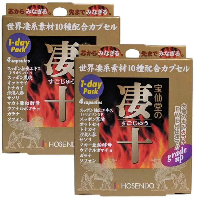Rakuten - 凄十 すごじゅう サプリメント 1dayパック 2箱セット（4粒×2箱） 10種素材配合 マカ 黒ニンニク すっぽん にんにく 国内製造 個包装