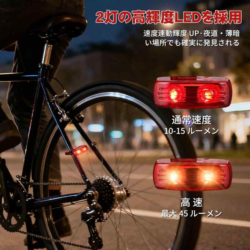 LIOOBO 自転車 テールライト 自動点灯 磁気発電 リアライト 電池不要 充電不要 高...