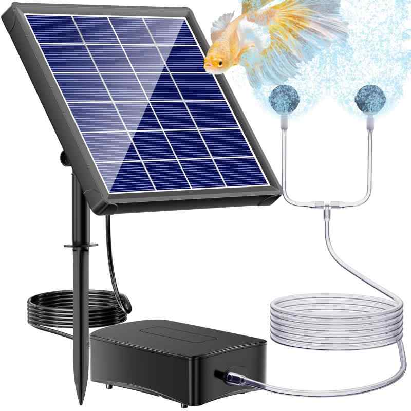 NFESOLAR ソーラーエアーポンプ 蓄電 エアポンプ ソーラー メダカのエアーレーション 太陽光充電式エアポンプ エアチューブ エアストーン 付き太陽光パネル 各種水槽の酸素供給 エアレーシ