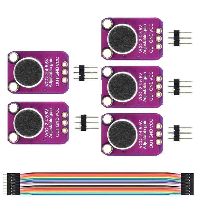 Youmile 5個のマイクアンプモジュールMAX4466エレクトレットマイクアンプGY-MAX4466ブレイクアウトセンサー、for Arduino用の調整可能なゲインブレイクアウトボード付き