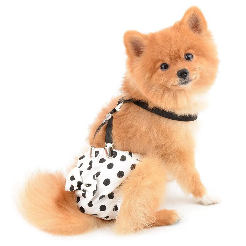 SMALLLEE_LUCKY_STORE 犬 おむつカバー オムツ サスペンダー マナーウェア 女の子ヒート 生理用パンツ スカート犬 猫 老犬 メスペットの介護用オムツ,ドットパターン,赤/白 sofapotato-11253589 ソファポテト サンプル画像3