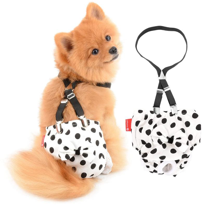 SMALLLEE_LUCKY_STORE 犬 おむつカバー オムツ サスペンダー マナーウェア 女の子ヒート 生理用パンツ スカート犬 猫 老犬 メスペットの介護用オムツ,ドットパターン,赤/白 sofapotato-11253589 ソファポテト パッケージ画像