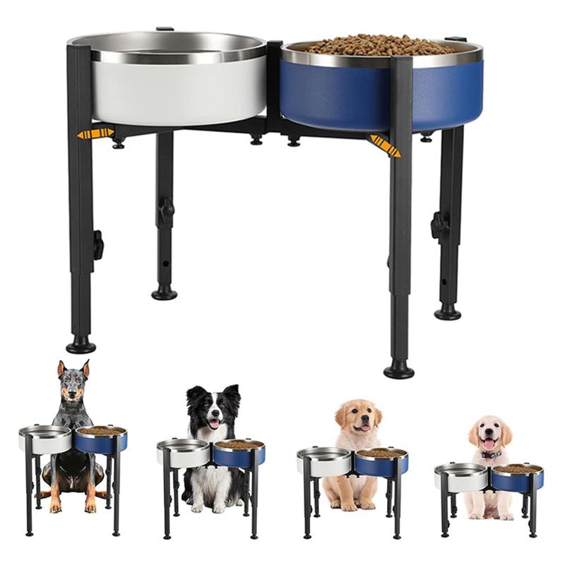 Cmswiftify 昇降式ペットボウルスタンド 犬 水飲み フードボウル 餌入れ食器台 ご飯台 大容量適用 高さ・幅広さ調節可能 ABS材料 安定 滑り止め【幅と高さが調節可能&amp;終身適用】今市販しているスタンドのほとんどは、高さか幅しか調節できません。しかし、Cmswiftify フードボウルスタンドは、高さ21.5～36.8cm（脚付き）、幅15.5～25.5cmの調節が可能です。つまり、あらゆる形やサイズの犬食器に適しています。 また、簡単に調整できるように設計されています。 Cmswiftifyのスタンド1つだけで、あなたの大切なペットの各成長段階に十分付き合えます。【健康に良い&amp;首のストレスを軽減】ペットの身長に合わせて最適な高さを調節可能になります。スタンドによって食器を上げ、食べやすく位置をを提供し、首を保護し、背骨へのストレスを効果的に軽減します。犬には、水飲みに窒息するのを防ぎます。 猫には、大きめの皿を置け、ひげのストレスを避けます。【安定してしっかりしている】ネジで固定すると、ペットを飲んだり飲んだりするときにペットを安定させることができます。滑り止めのフットパッドのおかげで、ペットがそれに近づいたときに転倒することを心配する必要はありません。【組み立てと使用が簡単】このCZPET隆起ボウルは手作業でしか組み立てたり調整したりできます ペットボウルスタンドを手に入れたら、手でネジを締めるだけです。 その後、5分以内に組み立てが完了します。 異なるボウルに合わせて調整したい場合は、手でネジを緩めて自由に調整するだけです。【広い適用性】JUNSPOW昇降式フードボウルスタンドは、さまざまな形、大きさ、スタイルの食器と水飲み器と一緒に使用することができます。気分によって、あるいはペットの好みによって、自由に皿を変えることができます。とても便利で役に立ちます