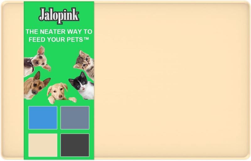Jalopink 食品等級のシリコーン 56cm*35cm 犬および猫のための凸の端が付いているペット供給のマット、滑り止めの水ボールのマット、食糧および水のための防水供給のマット