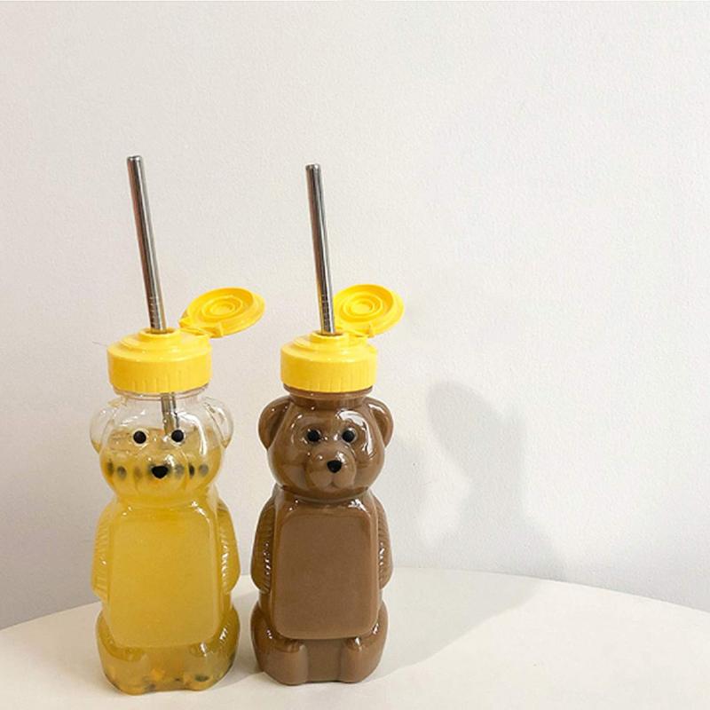 Cabilock クマ蜂蜜ボトルジャー付きフリップトップリッドキャップ240mlスクイーズクマプラスチック空のディスペンサー用ハニーシロップ調味料パーティー12ピース sofapotato-11150759 ソファポテト サンプル画像2