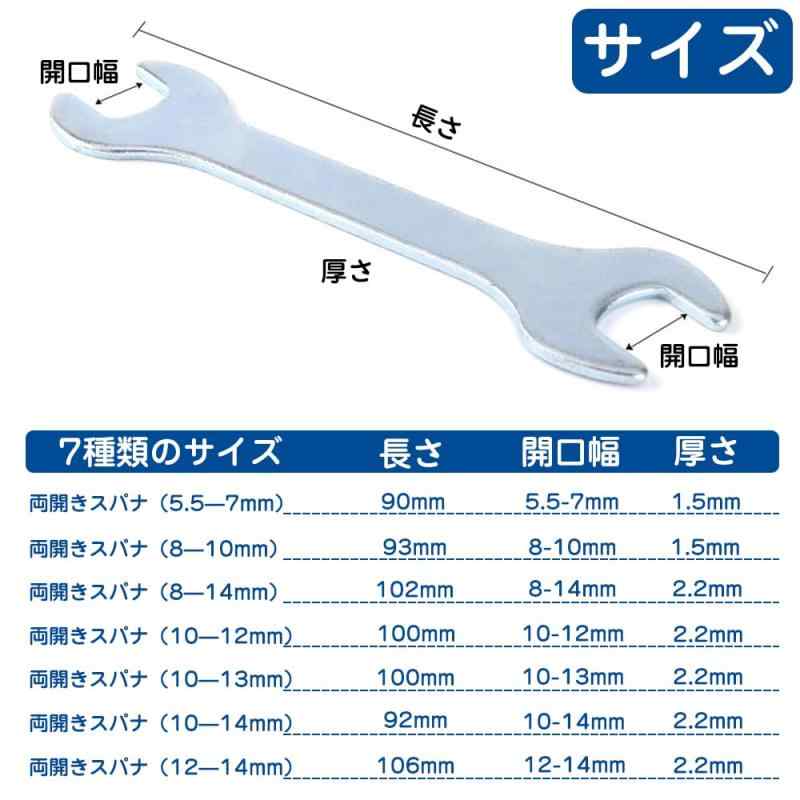 SYSPDM 薄型両口スパナ 7本セット 狭所修理用 修理用具 作業工具 家庭便利グッズ 5.5-14MMサイズ選択 sofapotato-11230782 ソファポテト サンプル画像2