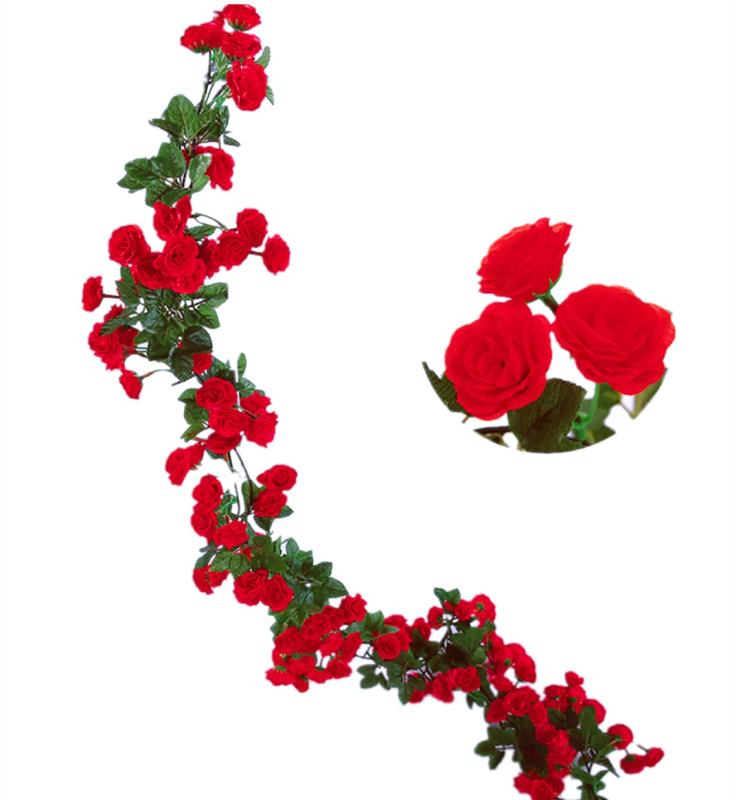 desikaky バラ ガーランド 2本入 138輪花 薔薇 手作り花輪 ローズ 花園装飾 吊り下げ シルクフラワー インテリア 結婚式の小物 パーティー飾り プロポーズ キッチン オフィス バレンタインデー sofapotato-11260106 ソファポテト サンプル画像2