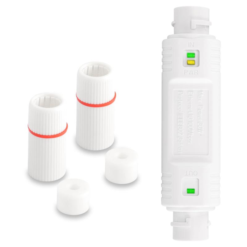 SinLoon IP67防水PoEエクステンダー 100m／250m延長 10/100Mbps 屋外用PoEリピータRJ45イーサネットPoEエクステンダー ウェブカメラ用 プラグアンドプレイ（白）