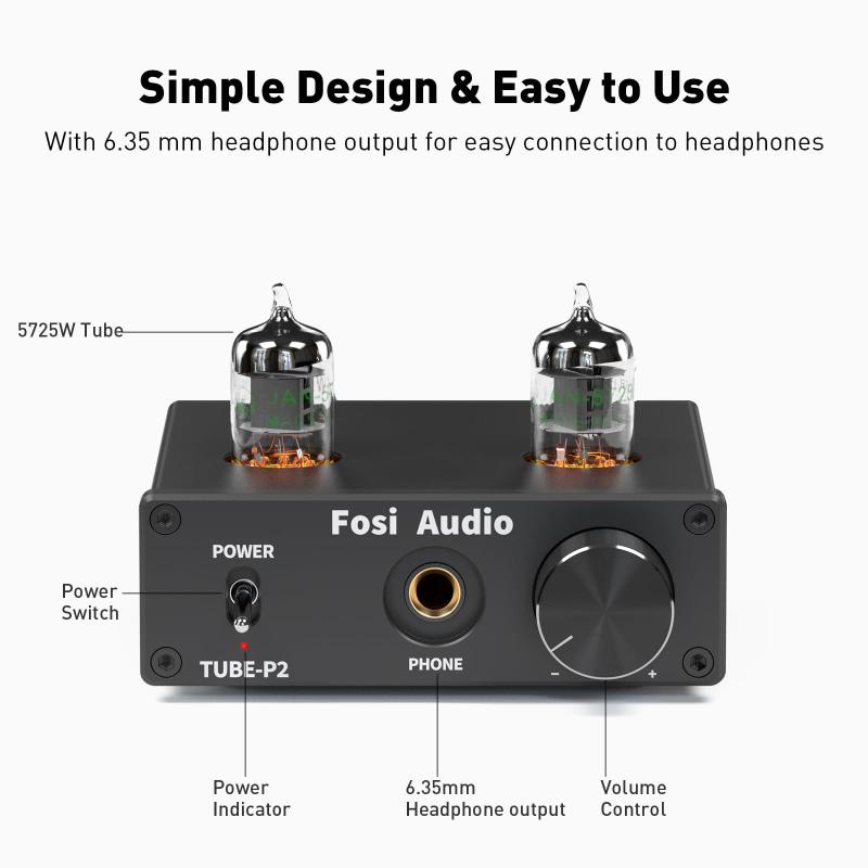Fosi Audio P2 ヘッドフォン アンプ 小型 真空管 ヘッドホンアンプ ミニ HiFi ステレオ オーディオ 低グランドノイズ出力保護 6.35mmポート (電源付き) [並行輸入品] sofapotato-11167916 ソファポテト サンプル画像2