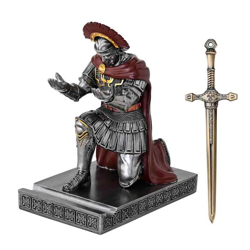 HDMbigmi Centurion Cloak Warrior Knight ペンホルダー 携帯電話スタンド デスクオーガナイザー アクセサリー オフィスや自宅へのギフトに