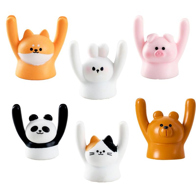 QuickYen メモスタンド かわいい動物 漫画 カードスタンド 6個入り 写真ホルダー ポストカード立て カード立て メモスタンド 樹脂ベース 卓上スタンド シンプル おしゃれホームオフィス装飾