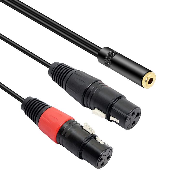 MEIRIYFA 1/8 Balanced Dual XLR Male to 3.5mm Female Stereo Cable (1 ft /30cm)