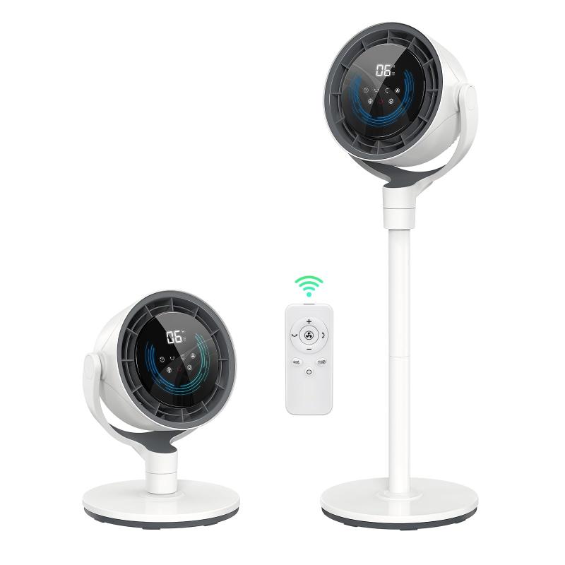 サーキュレーター 扇風機 DCモーター 静音 4D首振り 省エネ 節電対策 12段階風量 12Hタイマー 3段階高さ チャイルドロック リモコン付き